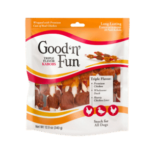 Good 'n' Fun Triple Flavor Kabobs Snack for All Dogs, 18 count, 12.0 oz