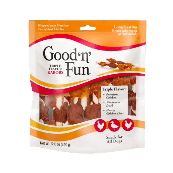 Good 'n' Fun Triple Flavor Kabobs Snack for All Dogs, 18 count, 12.0 oz
