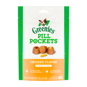 GREENIES PILL POCKETS for Dogs Capsule Size Natural Soft Dog Treats, Chicken Flavor, 7.9 oz. Pack