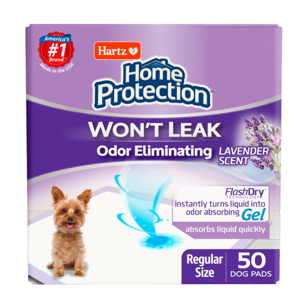Hartz Home Protection Lavender Scent Odor-Eliminating Dog Pads, Regular Size, 21 in x 21 in, 50ct