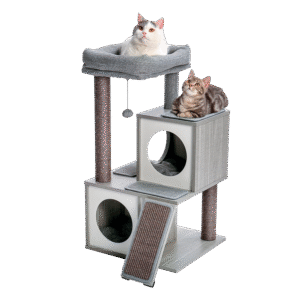 PAWZ Road 36" Wooden Cat Tree Tower with Sisal Scratching Posts for Indoor Kittens and Meduim Cats,Gray