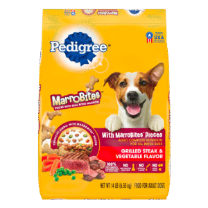 PEDIGREE With MarroBites Pieces Adult Dry Dog Food, Steak & Vegetable Flavor, 14 lb. Bag