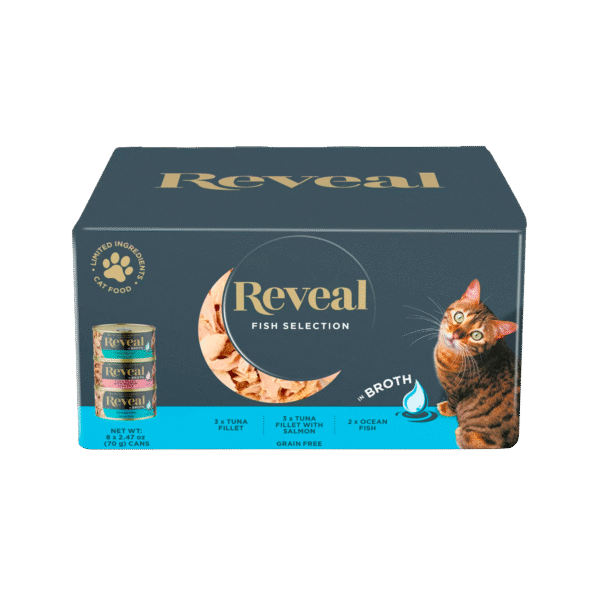Reveal Natural Wet Cat Food, Fish in Broth Variety Pack, 2.47oz 8 Cans