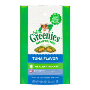 FELINE GREENIES SMARTBITES HEALTHY INDOOR Natural Treats for Cats, Tuna Flavor, 2.1 oz. Pouch
