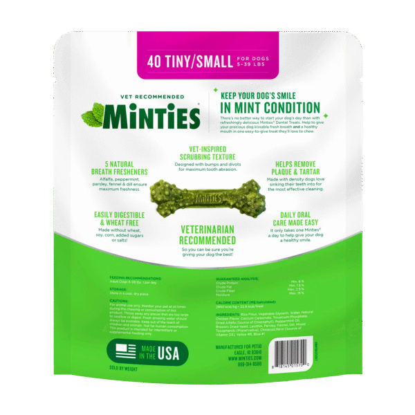 MINTIES Dog Dental Bone Treats, Dental Chews for Tiny_Small Dogs 5-39 lbs, 40 Count - Image 2