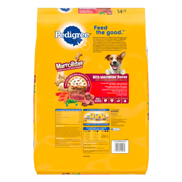 PEDIGREE With MarroBites Pieces Adult Dry Dog Food, Steak & Vegetable Flavor, 14 lb. Bag - Image 2