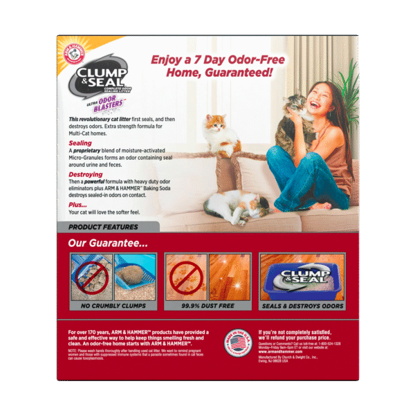Arm & Hammer Clump & Seal Multi-Cat Complete Odor Sealing Clumping Cat Litter, 38lb - Image 2