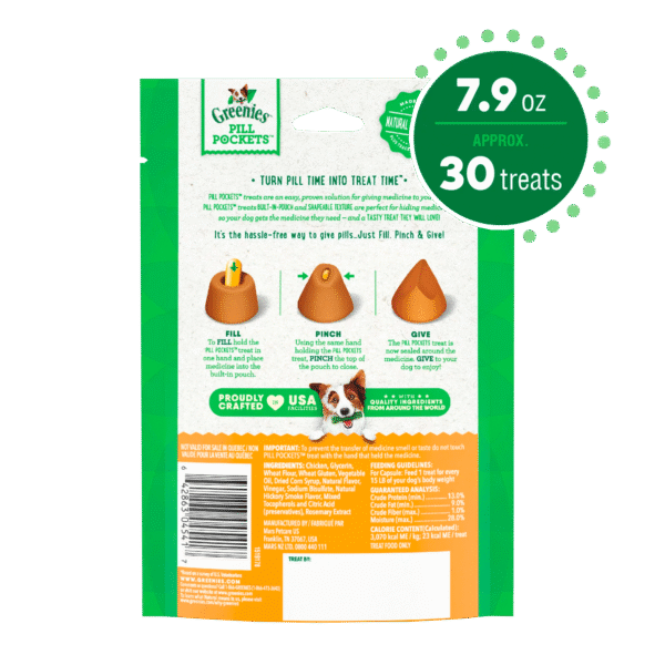 GREENIES PILL POCKETS for Dogs Capsule Size Natural Soft Dog Treats, Chicken Flavor, 7.9 oz. Pack - Image 3