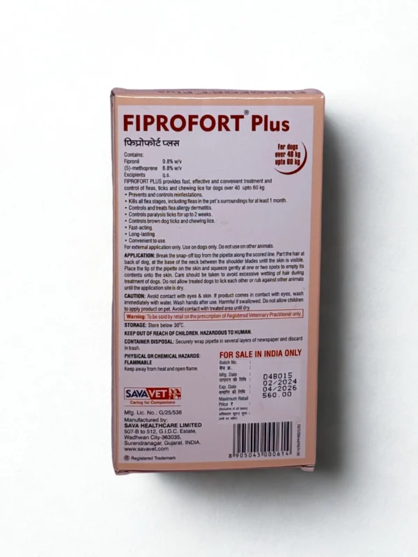 FIFROFORT PLUS SPOT ON SOLUTION OVER 40KG UPTO 60KG - Image 2