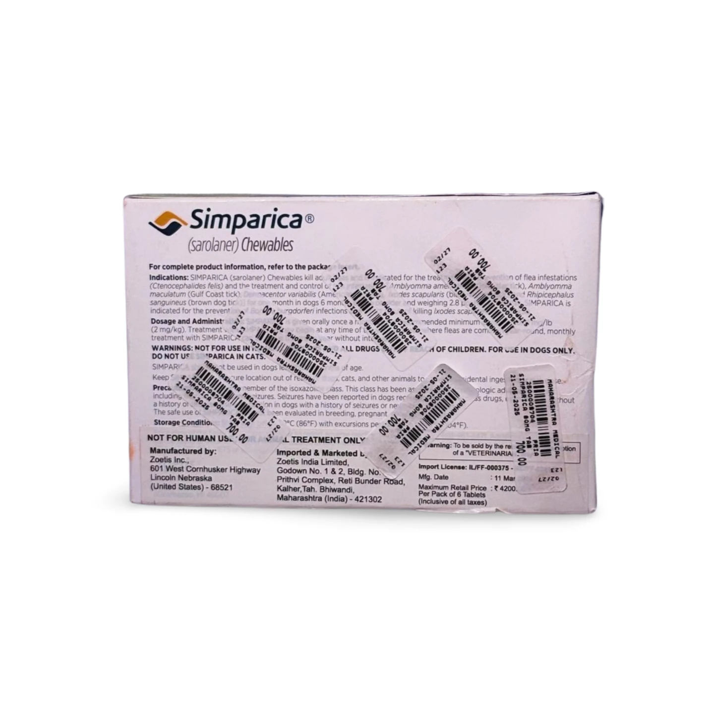 SIMPARICA 80MG PACK OF 6 TABLETS - Image 2