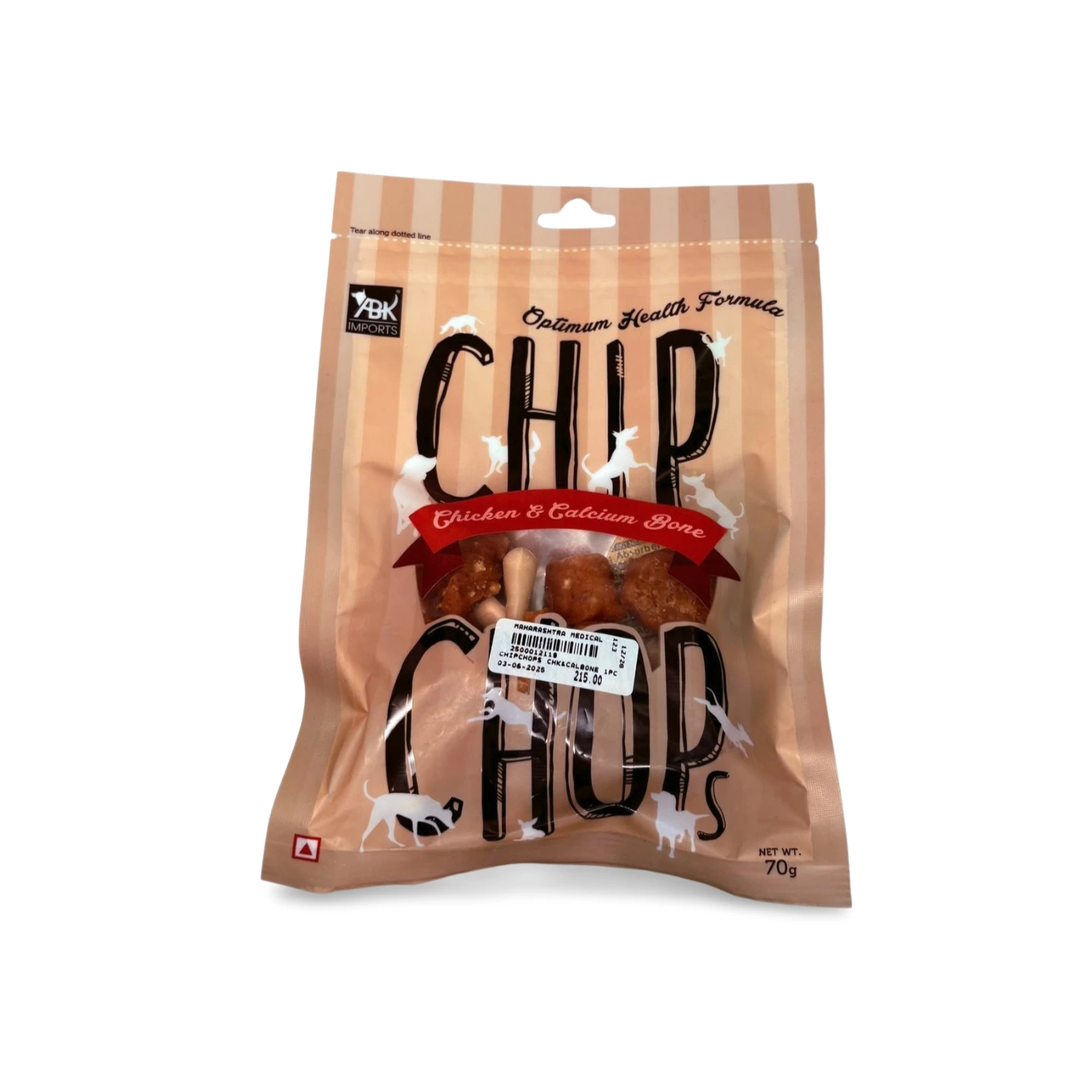 CHIP CHOPS CHICKEN & CALCIUM BONE 70GM