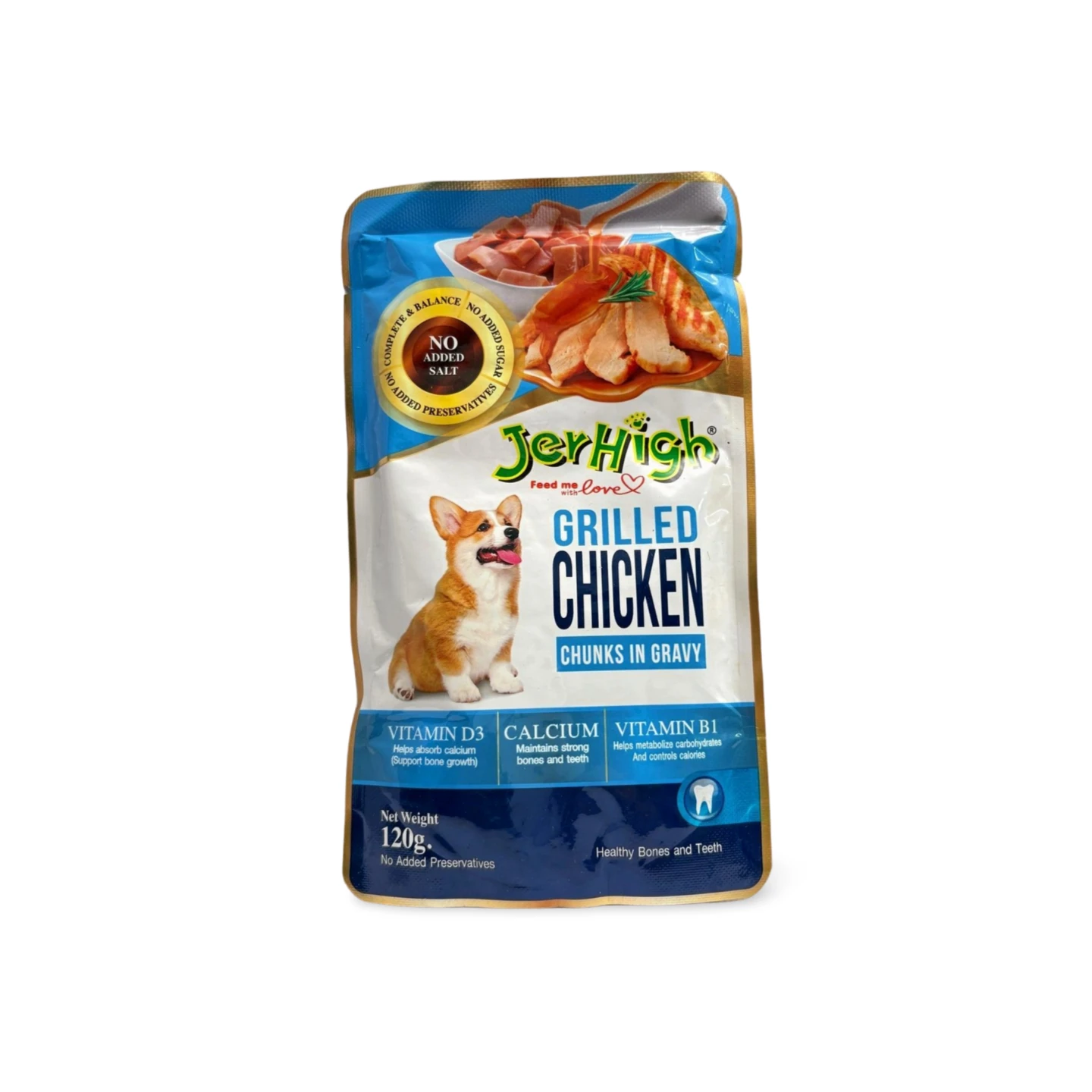 JERHIGH GRILLED CHICKEN CHUNKS IN GRAVY 120 GM