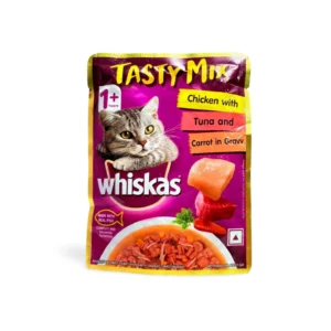 WHISKAS TASTY MIX CHICKEN WITH TUNA & CARROT IN GRAVY 70 GM
