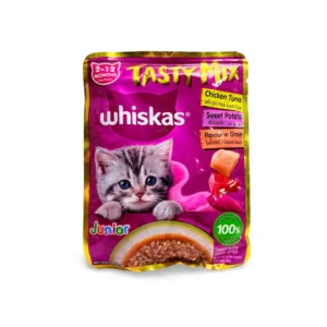 WHISKAS TASTY MIX KITTEN CHICKEN TUNA SWEET POTATO FLAVOUR IN GRAVY 70 GM
