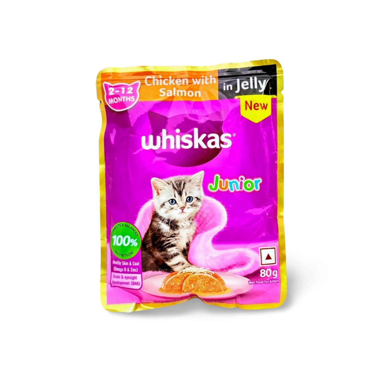 WHISKAS KITTEN CHICKEN WITH SALMON IN JELLY 80 GM